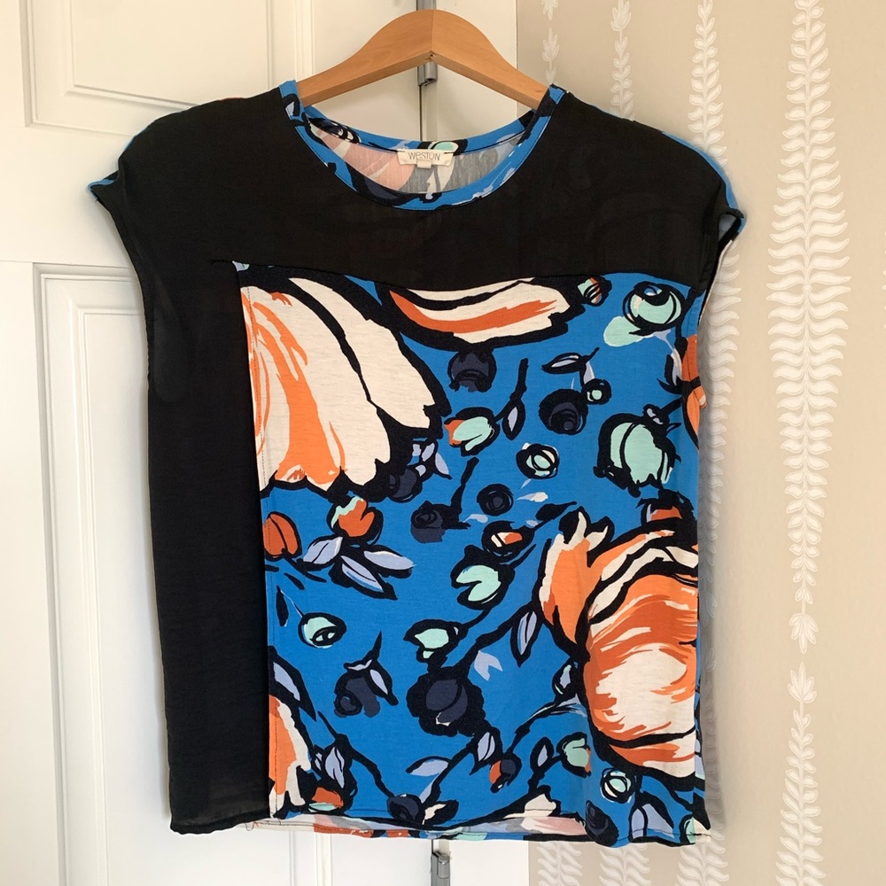 Anthropologie layered, floral top size small